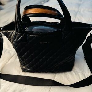 MZ Wallace Black Quilted LEATHER Medium Tote